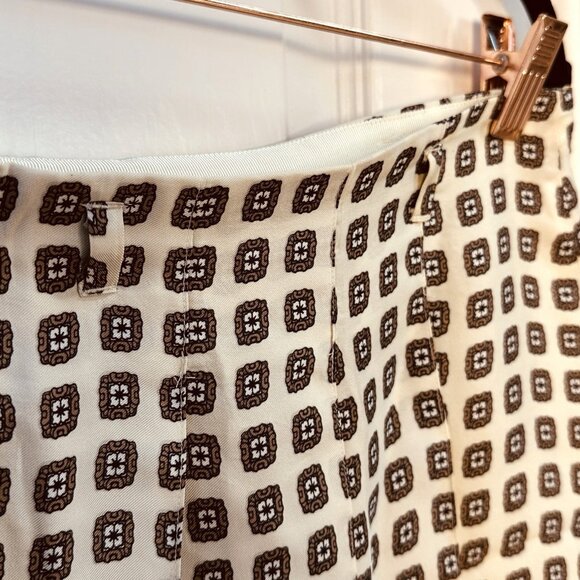 J. Crew Pleated Prep Mini Skirt in Foulard Print Ivory & Cream Sz 10 Preppy NWT - Picture 11 of 13